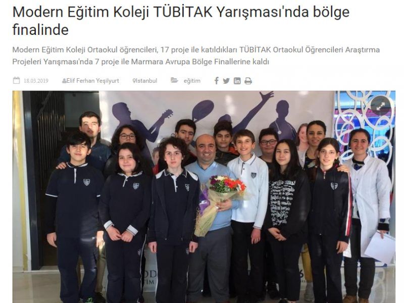 Modern Eğitim Koleji TÜBİTAK Yarışması’nda Bölge Finalinde