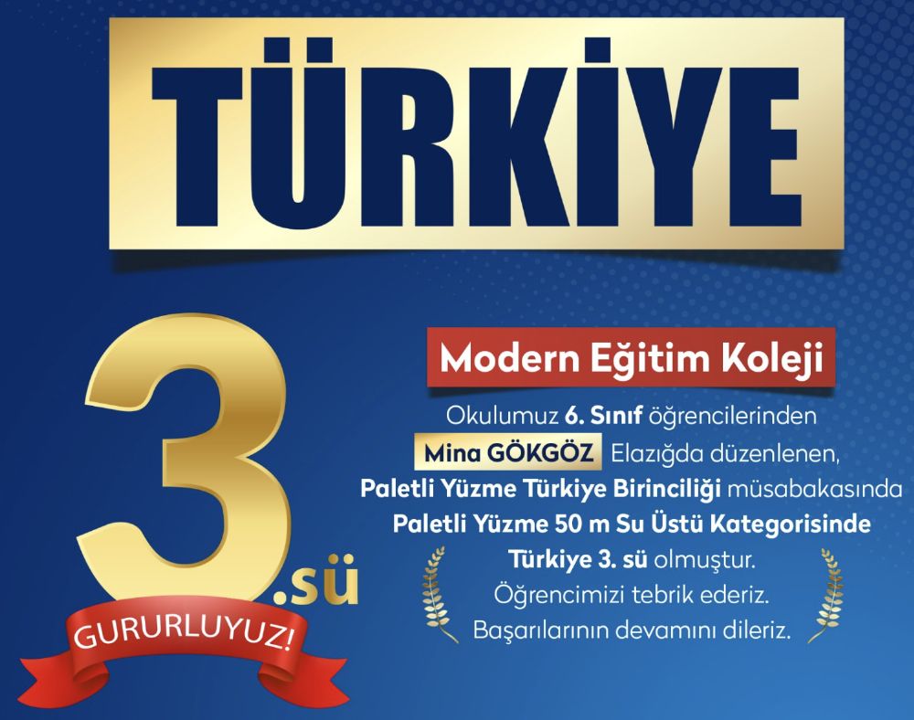Yüzmede Türkiye 3.sü