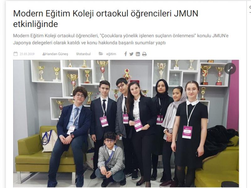 AA – Modern Eğitim Koleji Ortaokul Öğrencileri JMUN Etkinliğinde