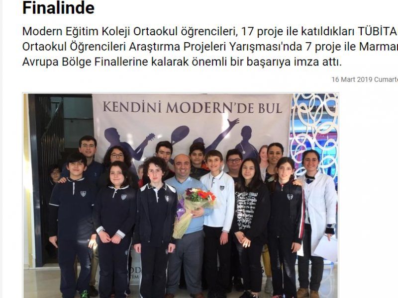 Modern Eğitim Koleji TÜBİTAK Yarışması’nda Bölge Finalinde