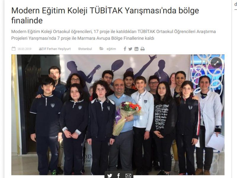AA – Modern Eğitim Koleji TÜBİTAK Yarışması’nda Bölge Finalinde