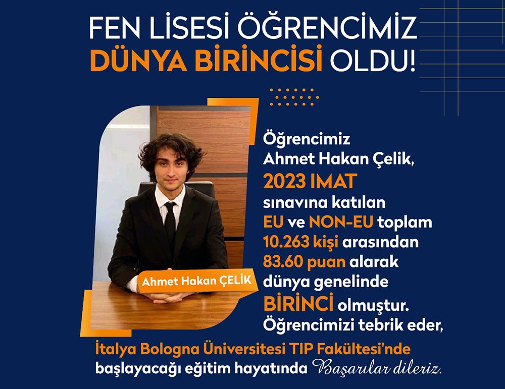 FEN LİSESİ ÖĞRENCİMİZ DÜNYA BİRİNCİSİ OLDU!