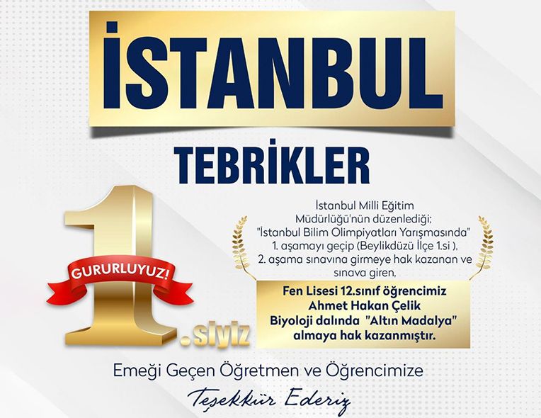 İstanbul Bilim Olimpiyatlarında Altın Madalya Aldık!