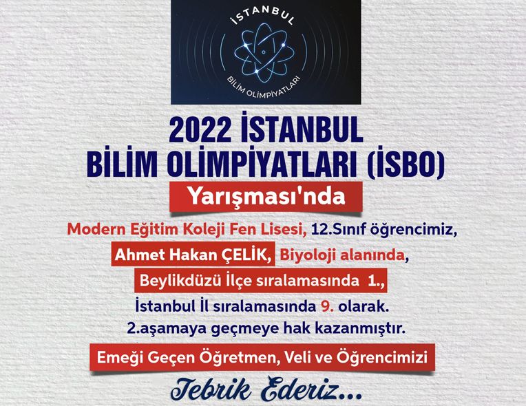 2022 stanbul Bilim Olimpiyatlar Baarmz 12. Snf